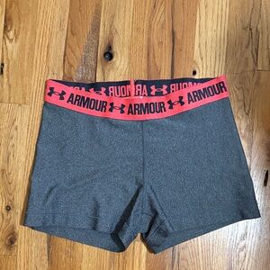 Under Armour Women's Charcoal and Red Athletic Shorts